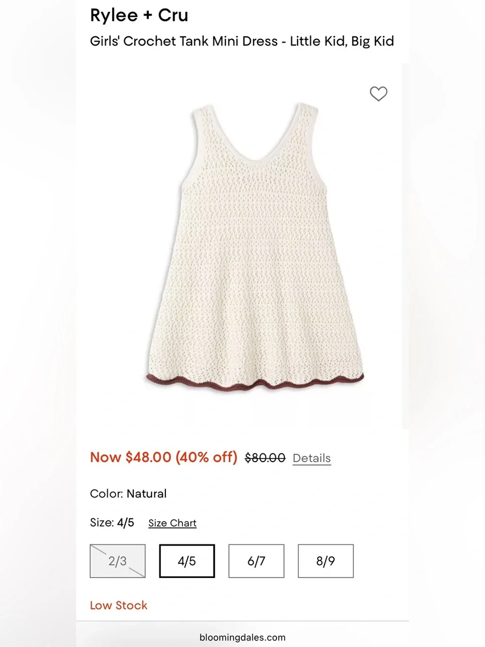 Rylee + Cru girl’s crochet tank mini dress